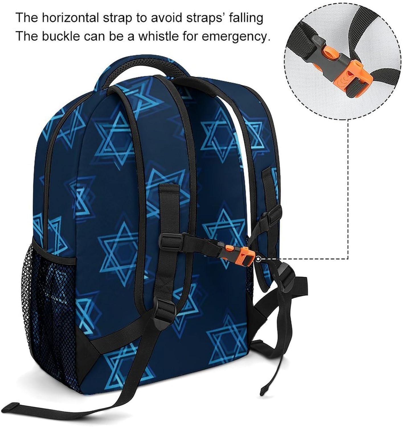 Blue Star of David Unisex Backpack Casual Daypacks Lightweight Shoulders Bag for Camping Hiking Travel