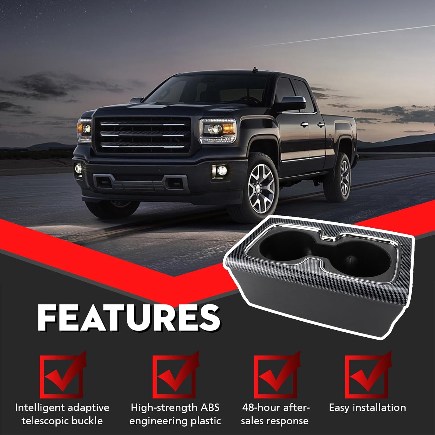 Center Console Cup Holder Compatible with Chevy Chevrolet Silverado 1500HD 2500HD 3500HD GMC Sierra 1500HD 2500HD 3500HD 2014 2015 23467147 23177378