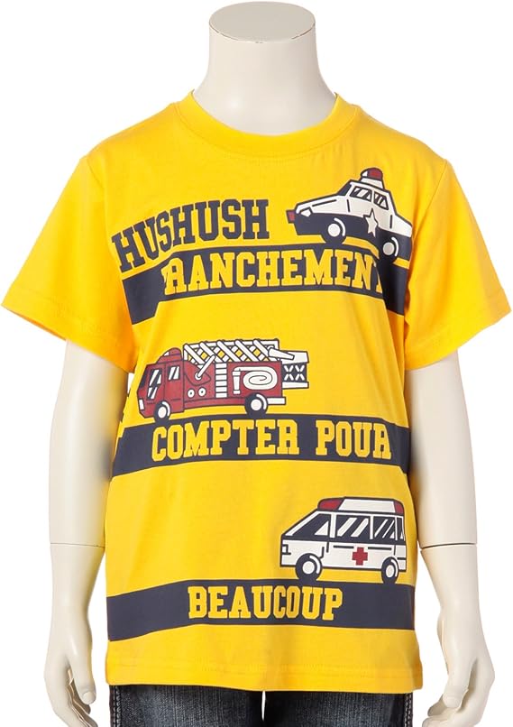 Amazon Co Jp ハッシュアッシュ Hushush 車イラストロゴtシャツ イエロー系 033 90 90cm ファッション