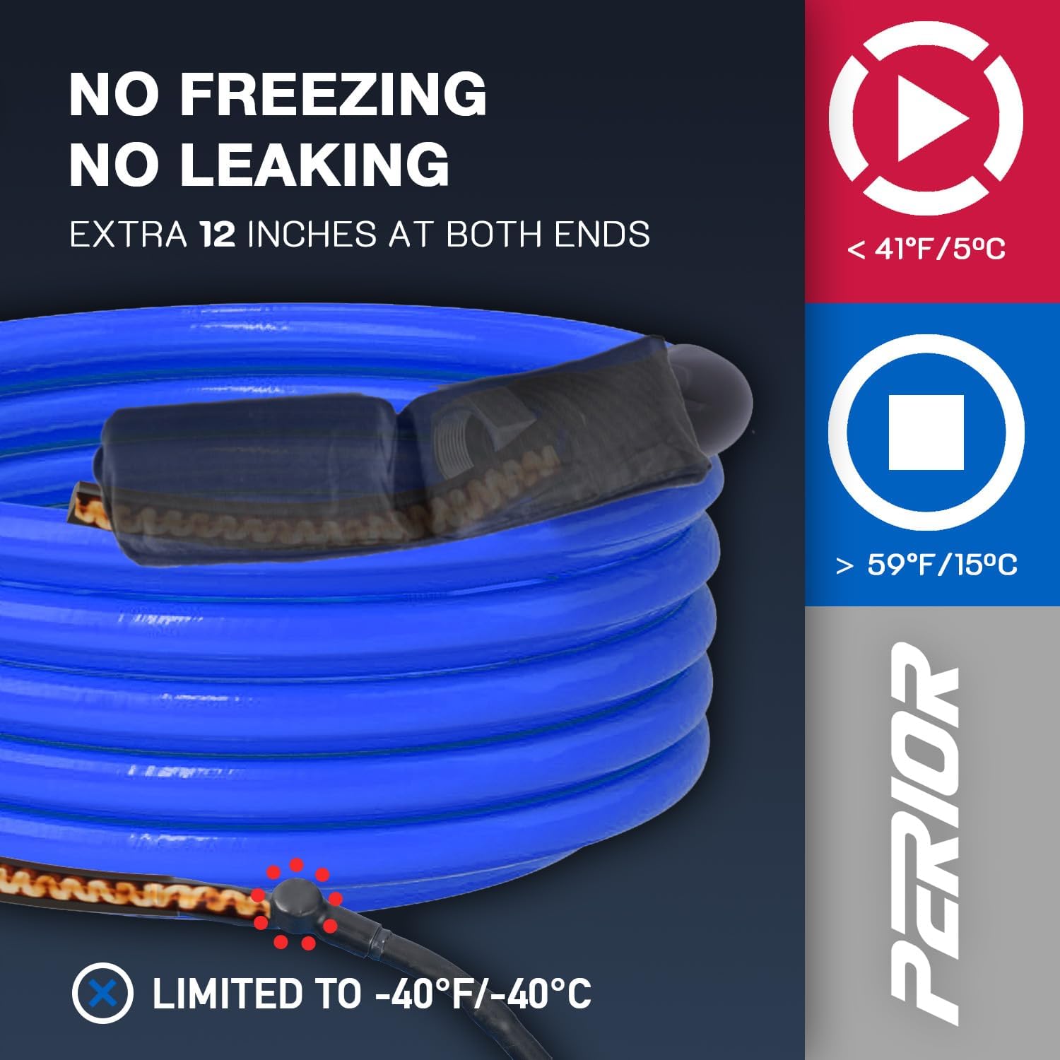 50 FT Heated Drinking Water Hose for RV Camper with Regulator, NSF 372 Certified Garden Hose with Automatic Thermostat Antifreeze Protection to -40°F, GFCI Protection, 5/8" ID, 3/4" GHT Adapter