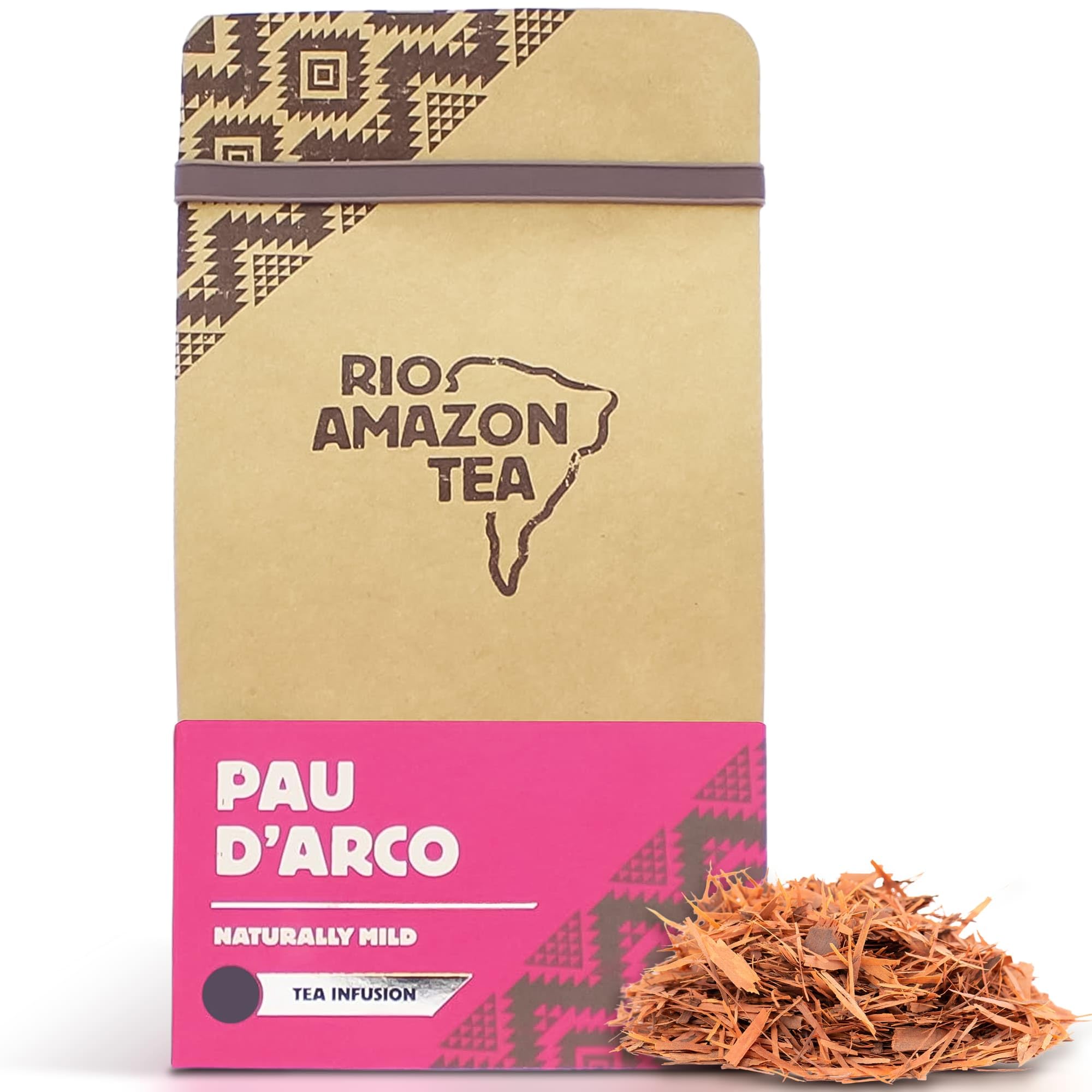Rio Amazon Pau D’Arco Herbal Tea – 40 Unbleached Tea Bags of 100% Natural Lapacho Bark – Caffeine-Free Detox Infusion for Immunity, Anti-Inflammatory Support & Wellness – Non-GMO, Additive-Free
