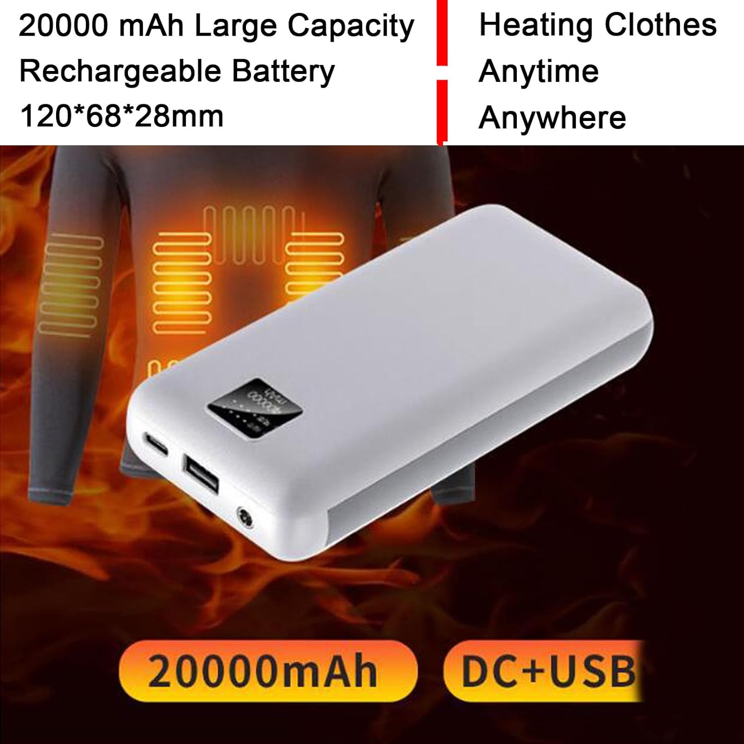 Men Electric Heating Thermal Underwear Plush Thick To Protect Against Cold Adjustable Remote Control,2XL,Tops