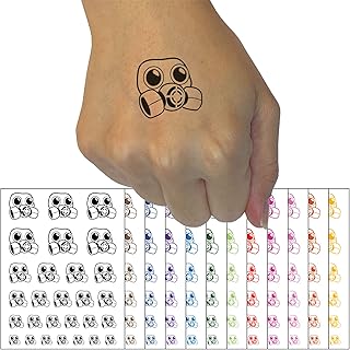 Gas Mask Hazmat Pollution Smoke Temporary Tattoo Water Resistant Fake Body Art Set Collection - White (One Sheet)