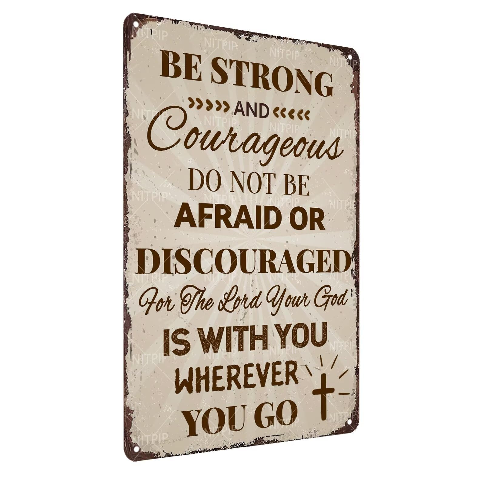 Christian Metal Tin Sign Bible Verse Metal Sign Art Decor - God Is With You Wall Art Faith Signs Prayer Religious Signs for Home Decor 8 X 12 Inch