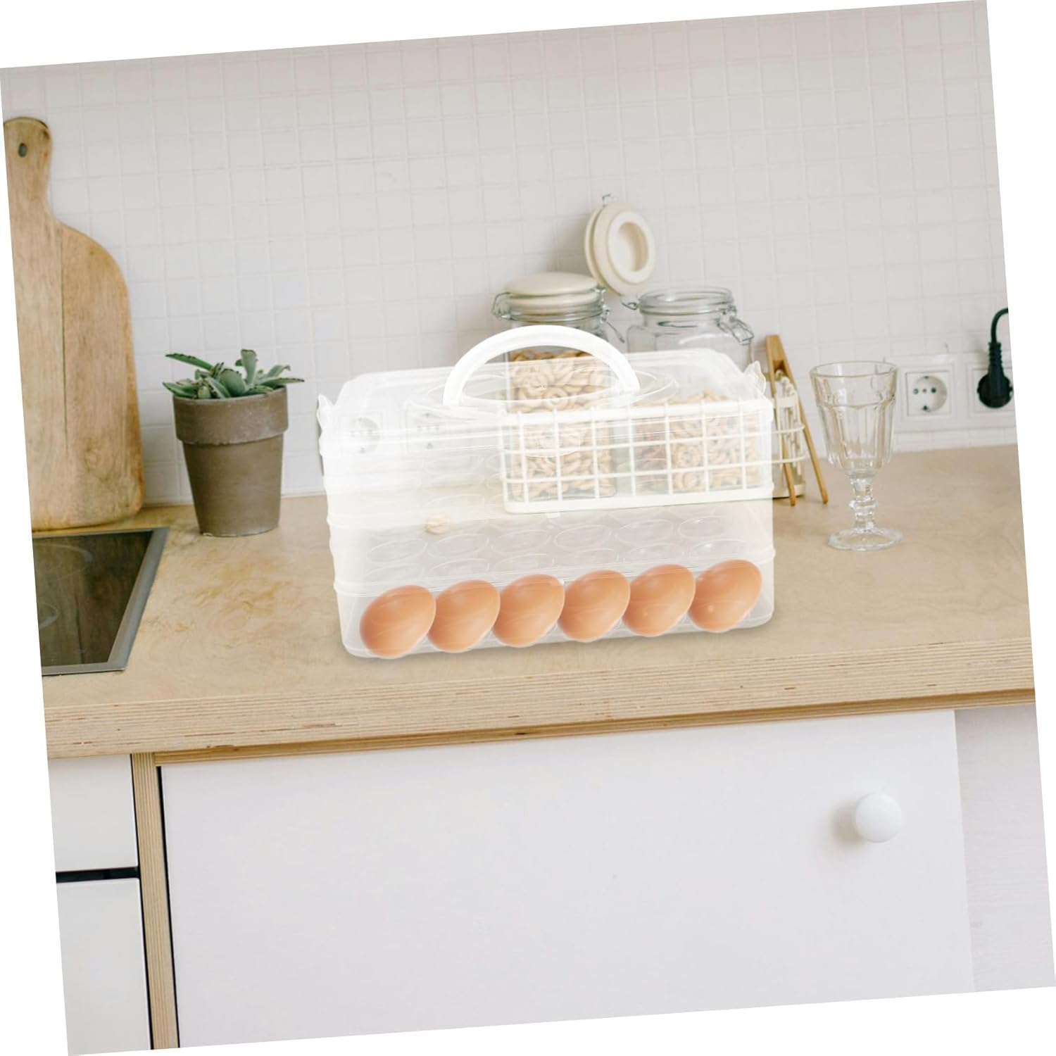 Portable Tray Lid Stackable Container for Eggs for Parties and Holidays Compact Refrigerator Organizer