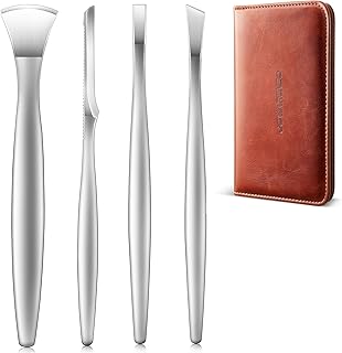 Pedicure Knife Set, 4PCS Professional Pedicure Tools for Feet, Ingrown Toenail Removal Blades Kit, Stainless Steel Corn Removers, Foot Scraper, Callus Shaver Foot Blades, Dead Skin Removal
