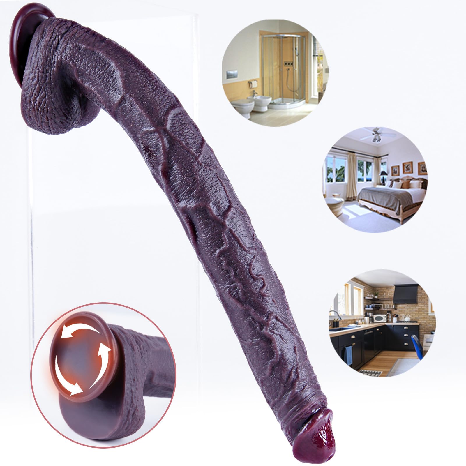 Dildo realistico nero gigante da 42 cm, grosso dildo in silicone, lungo pene con ventosa potente, giocattolo anale gigante XXXL per il punto G vaginale, grande stimolatore per uomini e donne