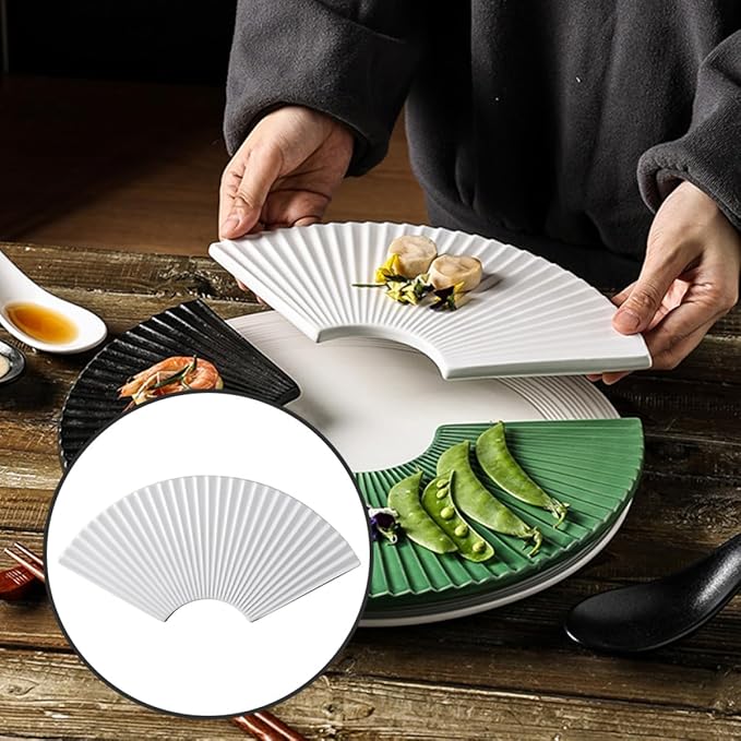 Plato Cerámico Sushi Abanico Blanco 27.7 cm miniatura 8
