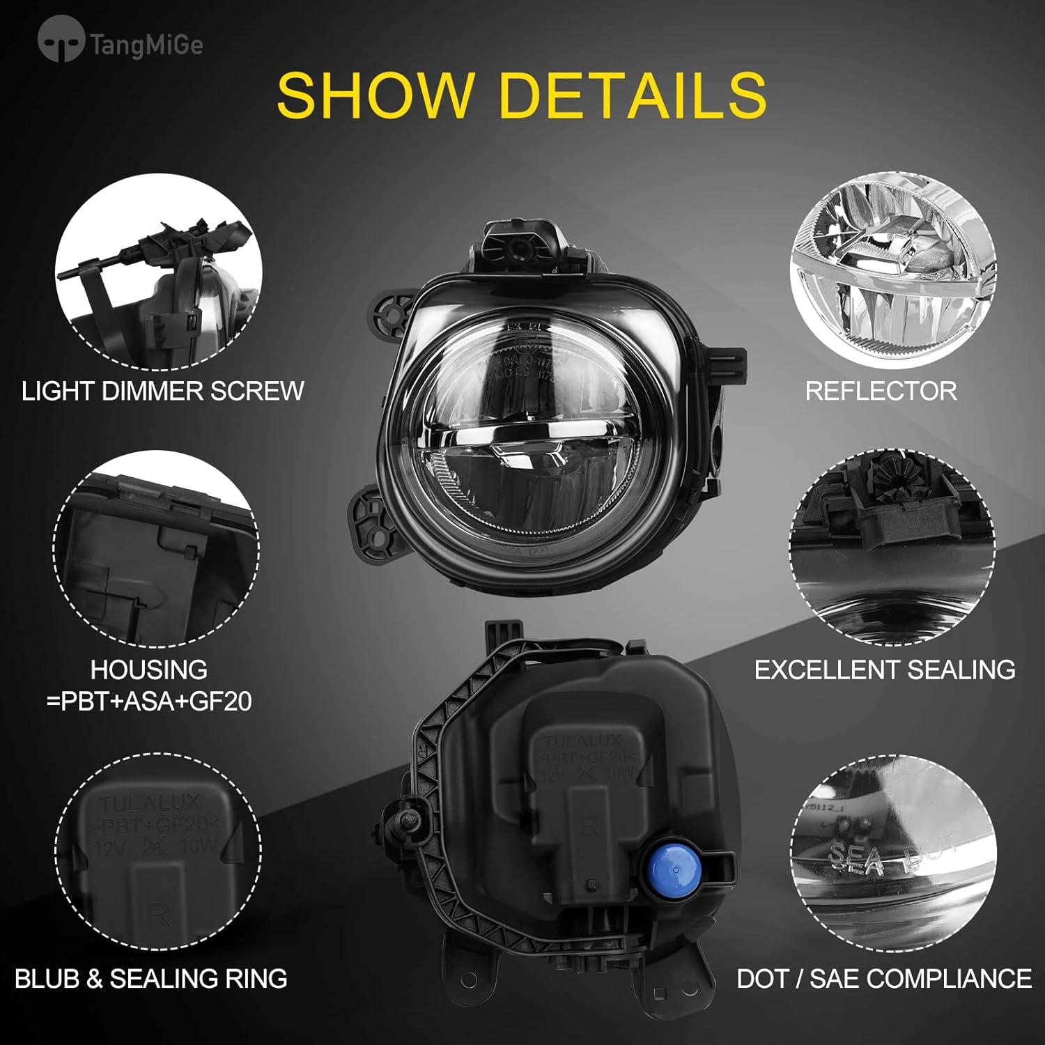 TangMiGe Fog Lights Compatible with BMW X3 F25 2015-2017, X4 F26 2015-2018, X5 F15 2014-2018, X6 F16 2015-2019, 63177317252 63177317251, 1 Pair (Smoke)