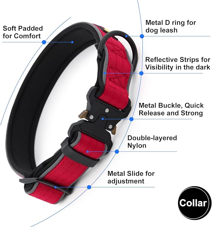 Collar táctico para perro PLUTUS PET rojo talla M miniatura 3