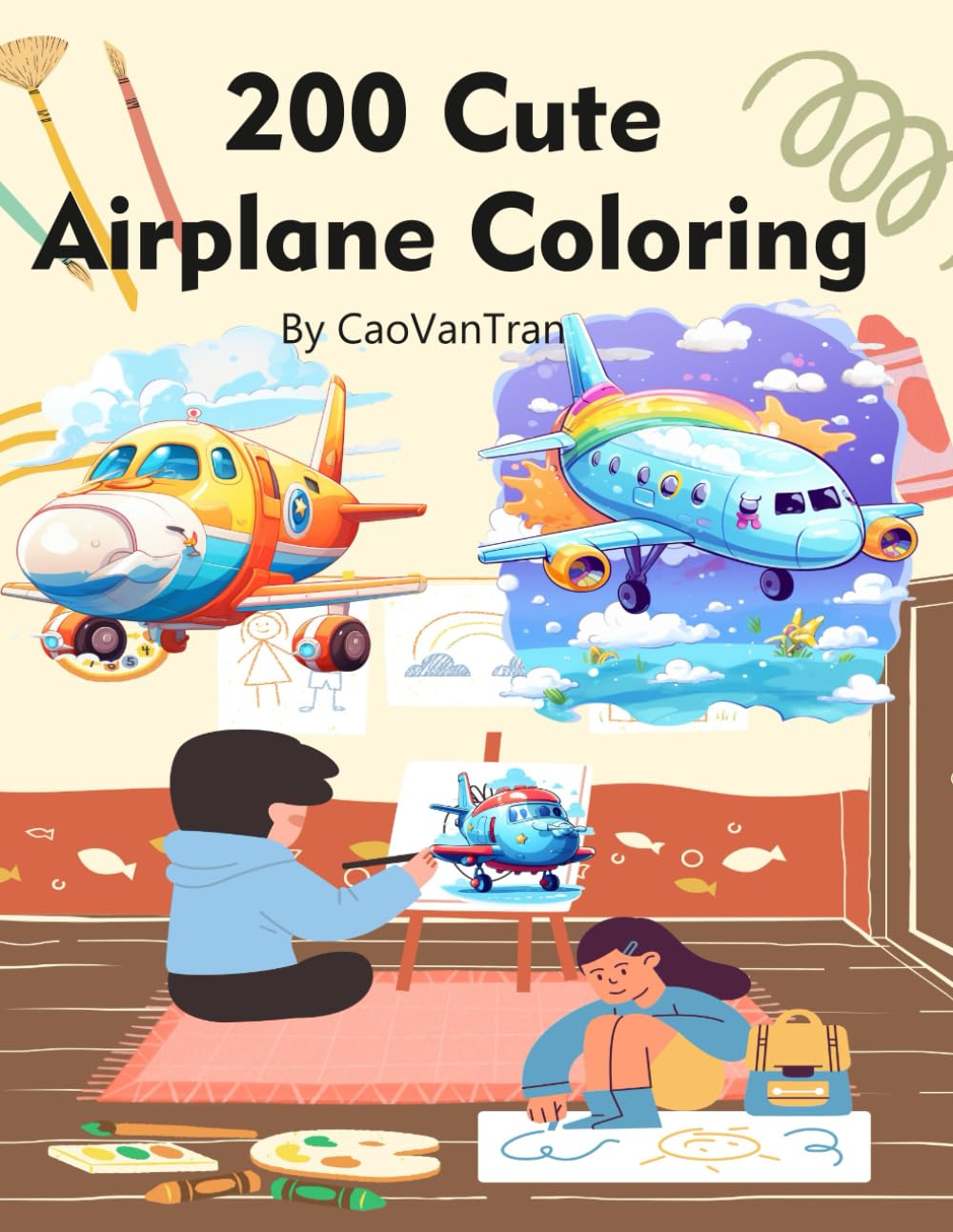 200 Unique & Stress-Relieving Pages: Simple, Fun, and Adorable Flying Machine Designs for Kids, Teens, and Adults