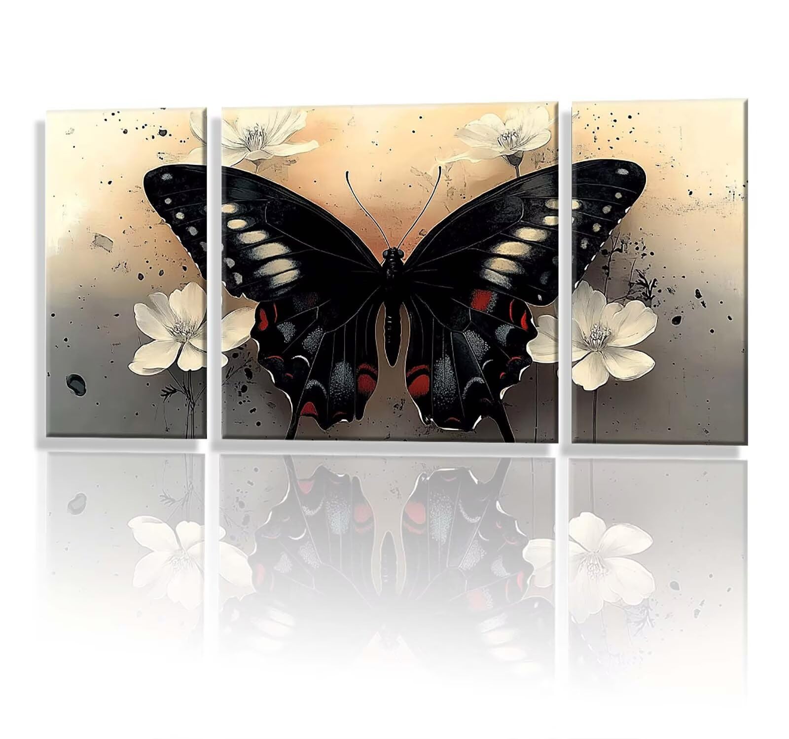 3 Pezzi Dipingere con i Numeri adulti, Paint by Numbers Fiore Farfalla, Kit Lavoretti Creativi, Kit di Pittura Acrilica Fai-da-Te, con 3- Pennello, Decorazioni Casa 70x140cm (Senza Cornice) y1s-615