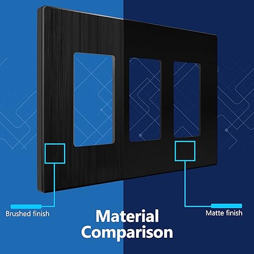 Miniatura 425 de LIDER - Cubierta decorativa de interruptor doble con acabado mate, placa de pared sin tornillos, tamaño mediano, 2 bandas, 4.88 x 4.92 pulgadas