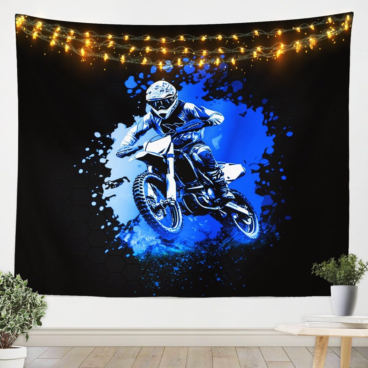 Feelyou Dirt Bike Wall Hanging For Kids Boys Girls Large 59"x82" Extreme Sports Tapestry Teen Adult Ultra Soft Motorcycle Racer Wall Blanket Racing Motocross Rider Wall Art Room Decor Motorbike image 3