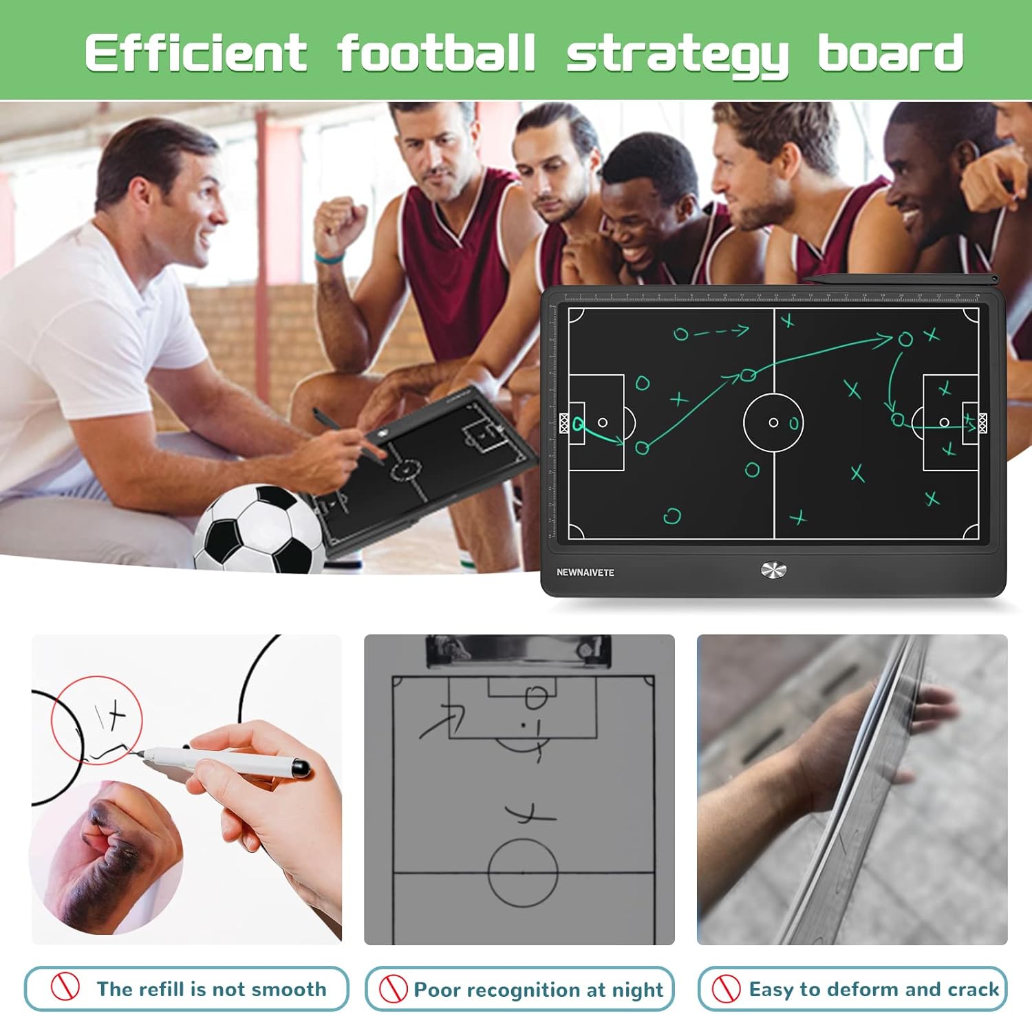 Electronic Football Coach Board - LCD Soccer Tactical Coaching Board with Stylus Pen for Football Coach Marker Training Writing Tablet