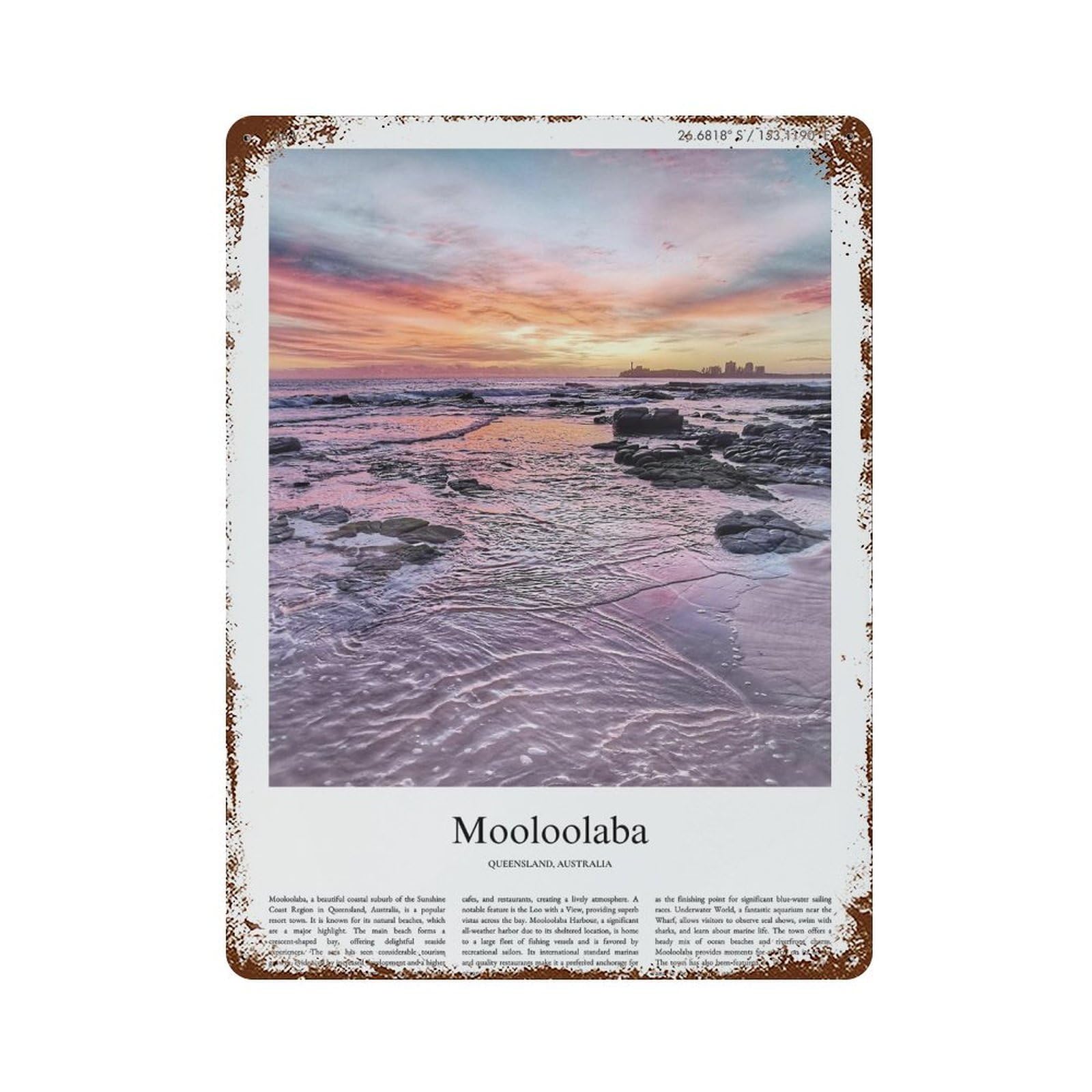 xiaoxiaoshen Mooloolaba Queensland, Australia City Scenery Wall Decor Art Metal Tin Poster Modern Home Decor Art Home Bar Shop Decorations Vintage Sign 40x30cm