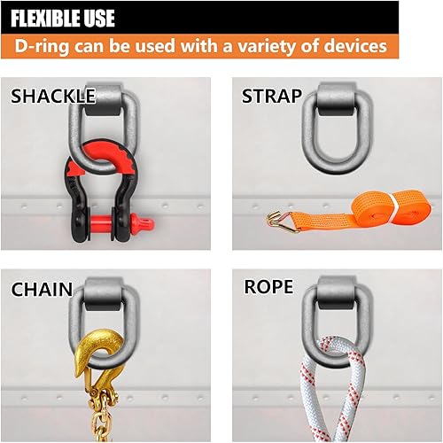 Miniatura 9 de Paquete de 8 anillos en D de soldadura SALUINOKI 34 resistentes para remolques soldables 34 para remolques carga de rotura de 26500 libras