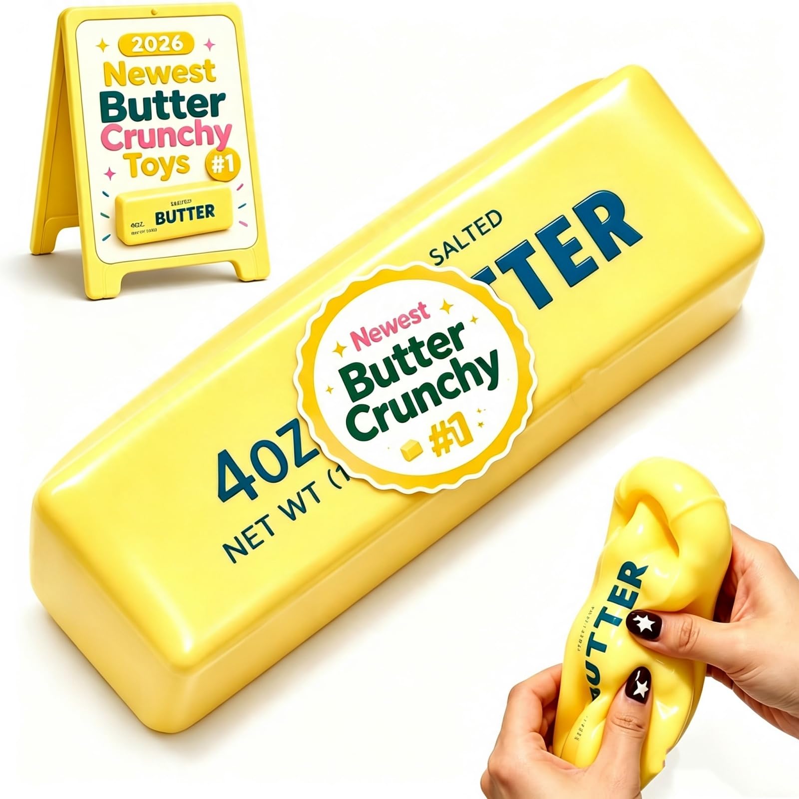 Crunchy Butter Squishy Asmr Stress Ball with Colorful Beads Filling — image 1
