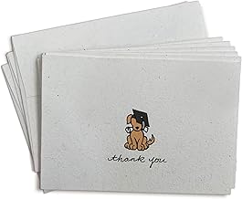 Grad Dog Graduation Thank You Cards - 24 Greeting Cards with Envelopes - Hand-Drawn Notes Eco-Friendly Premium Textured For Graduates and Students