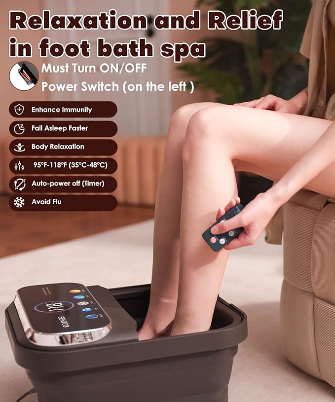 Spa de Pies Plegable OOAMBB con Calor, Burbujas, Control Remoto y Pantalla Táctil miniatura 2