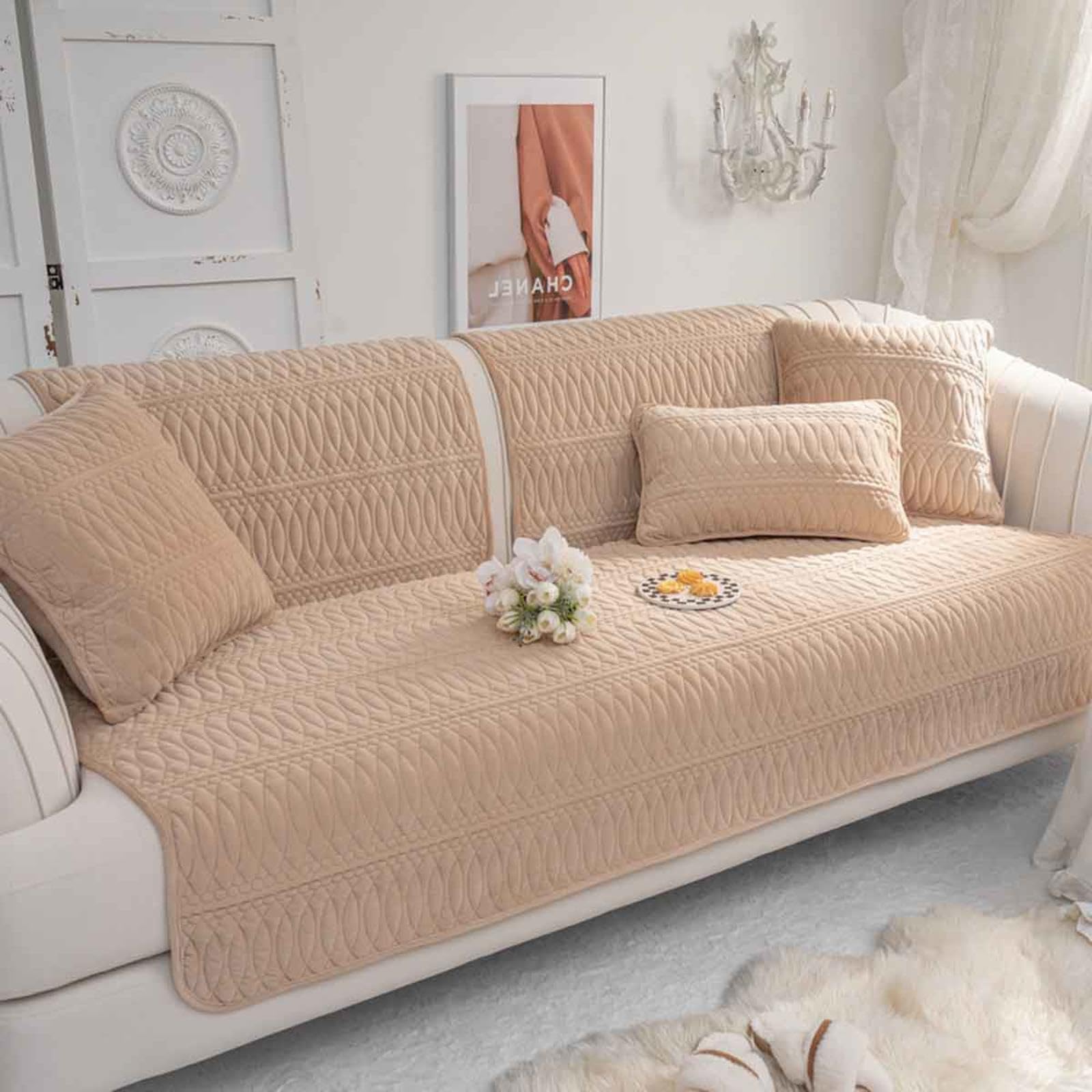 YSZBD Funny Fuzzy Sofa Cover 3/4/2/1 Seater Recliner I/u Shape Sofa Covers Corner Sofa Sofa Cushion Covers Winter Thick Plush Machine Washable Gray,#52-70x180cm