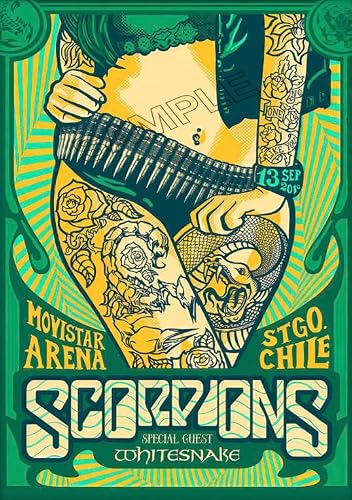 Multicolor Scorpions Poster Vintage Rock Band Heavy Metal Wall Art Picture A4