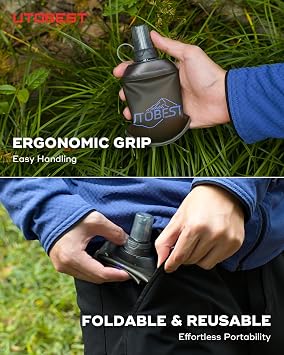 UTOBEST Soft Flask 150ml Collapsible Running Water Bottles | Food-grade TPU, BPA Free, Leakproof, 28mm Opening, 150/200/500ml, Easy Cleaning, for Marathon Trail Running Hiking Cycling