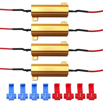 YIXISI 4 Pieces 50 W 6 Ohm Load Resistor for Car LED SMD Indicator Error Code Fix, for LED Indicator, LED Number Plate Light,