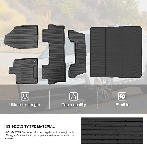 Miniatura 6 de KIWI MASTER Floor Mats & Trunk Mat Set Compatible for 2016-2022 Honda Pilot Accessories All Weather Mat Front & 2nd 3 Row Seat & Cargo TPE Slush