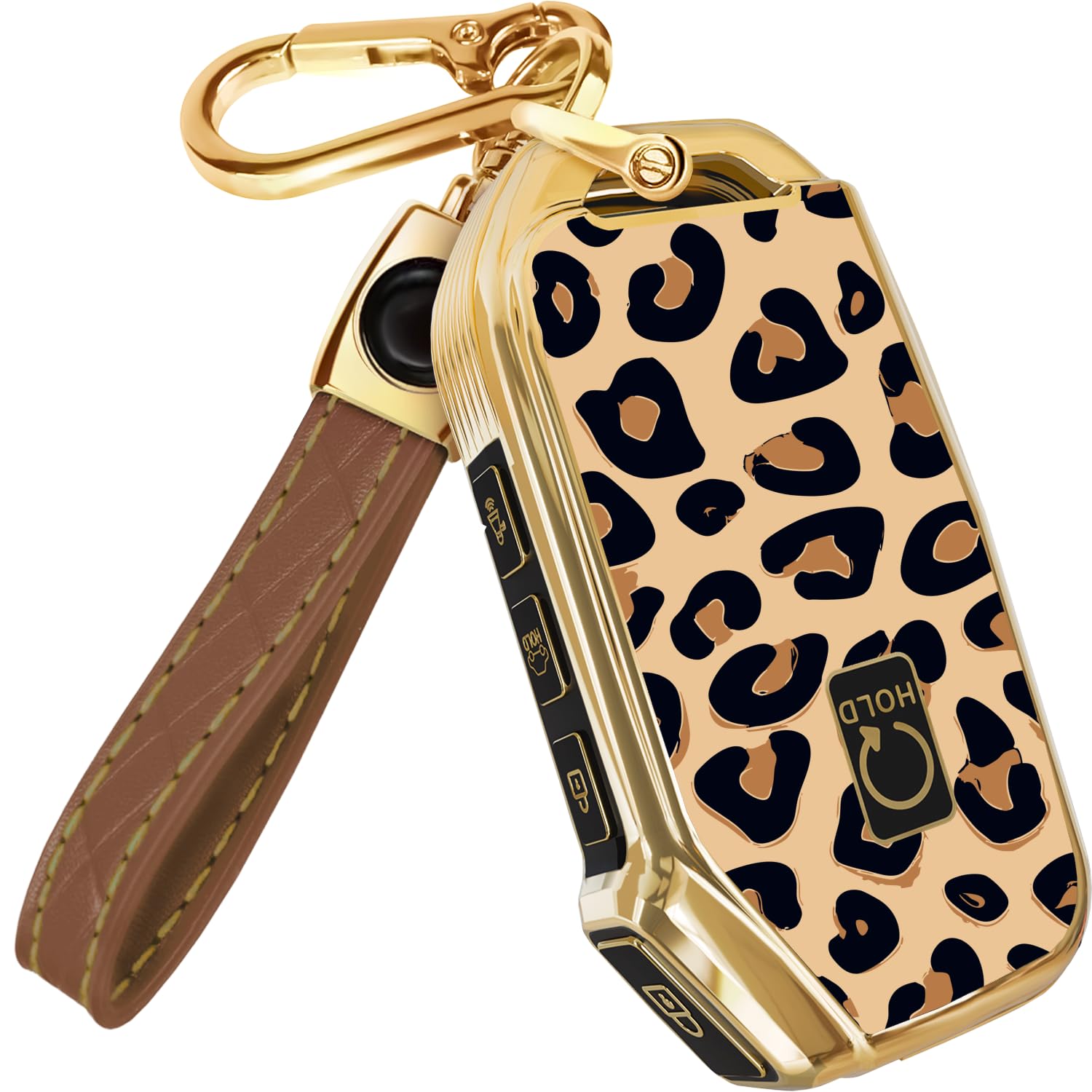 Photo 1 of Lucrum Compatible with Kia Key Fob Cover & Leather Keychain - TPU Keyfob Case for Sportage Soul Forte Telluride EV6 NIRO K5 Stinger (2018-2025) - Leo Vibe