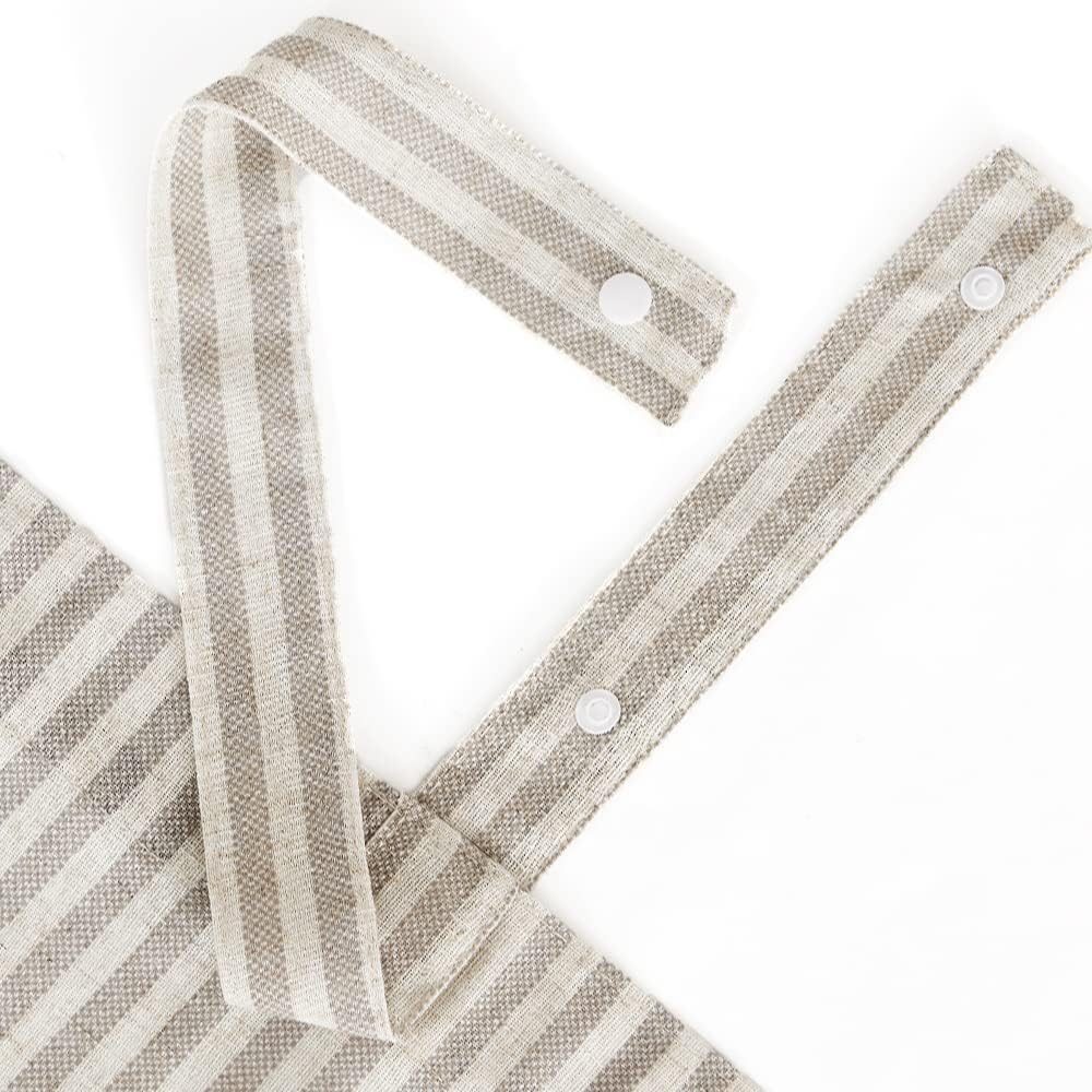 jinchan Tie Up Valance Linen Textured Striped Pattern Short Curtains for Kitchen Bathroom Rod Pocket Pinstripe Valance Window Treatments Ticking Stripe Tie-up Valance 1 Panel 18" Grey on Beige