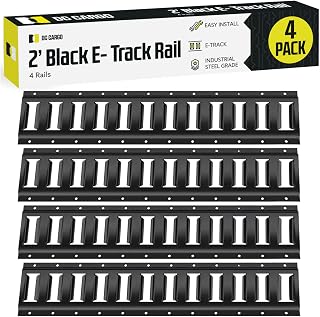 DC Cargo - E Track Tie Down Rail Kit 2' (4 Pack) for Garages, Vans, Trailers, Motorcycle Tie Downs, ATV Mountings - ETrack Bar Rails – Powder-Coat Black - Secure Cargo & Heavy Loads Up to 2,000 lbs