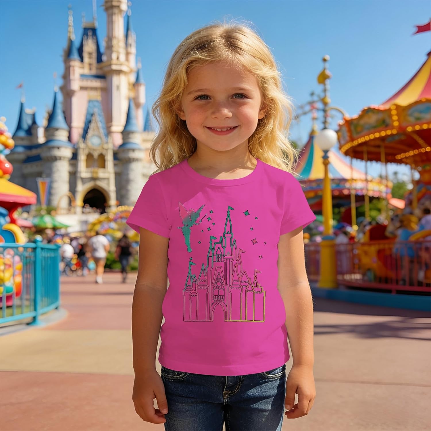 BOUTIKOME Magic Kingdom Shirts for Toddler Baby Girls Magical T-Shirt Cute Castle Outfit Holiday Vacation Summer Tees Tops - Image 2