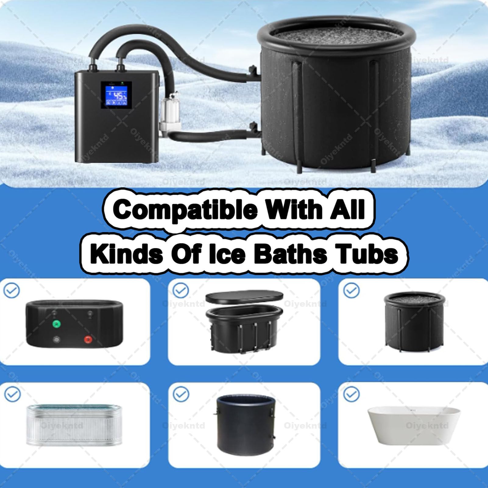 Refrigeratore d'acqua per vasche idromassaggio fredde, refrigeratore d'acqua per vasche idromassaggio fredde con 2 pompe, filtro esterno e telecomando, unità di raffreddamento d'acqua per vasche