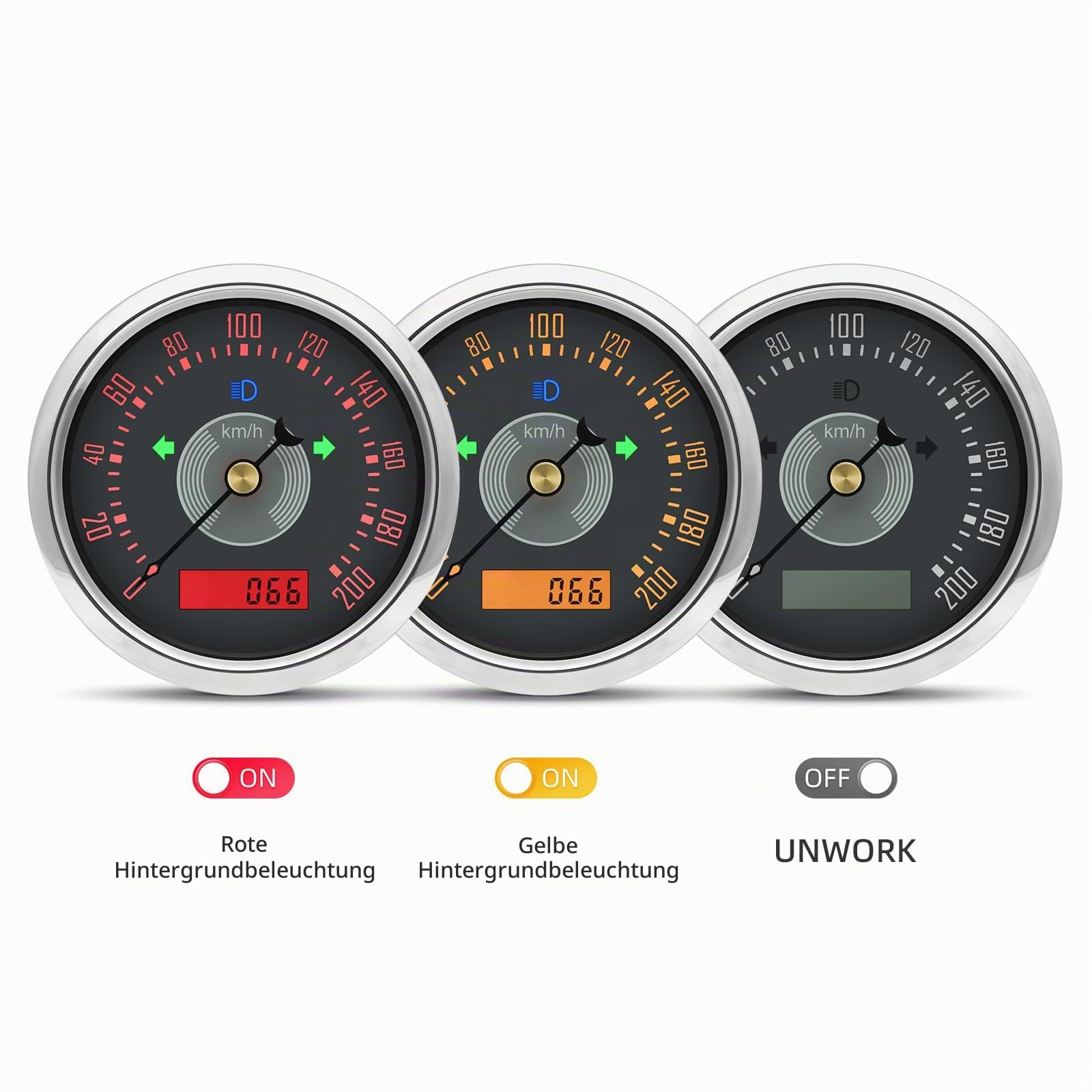 GPS Tacho 85mm 0-200km/h mit Blinker Warnleuchten, wasserdicht IP67 für Auto, Boot, Wohnmobil