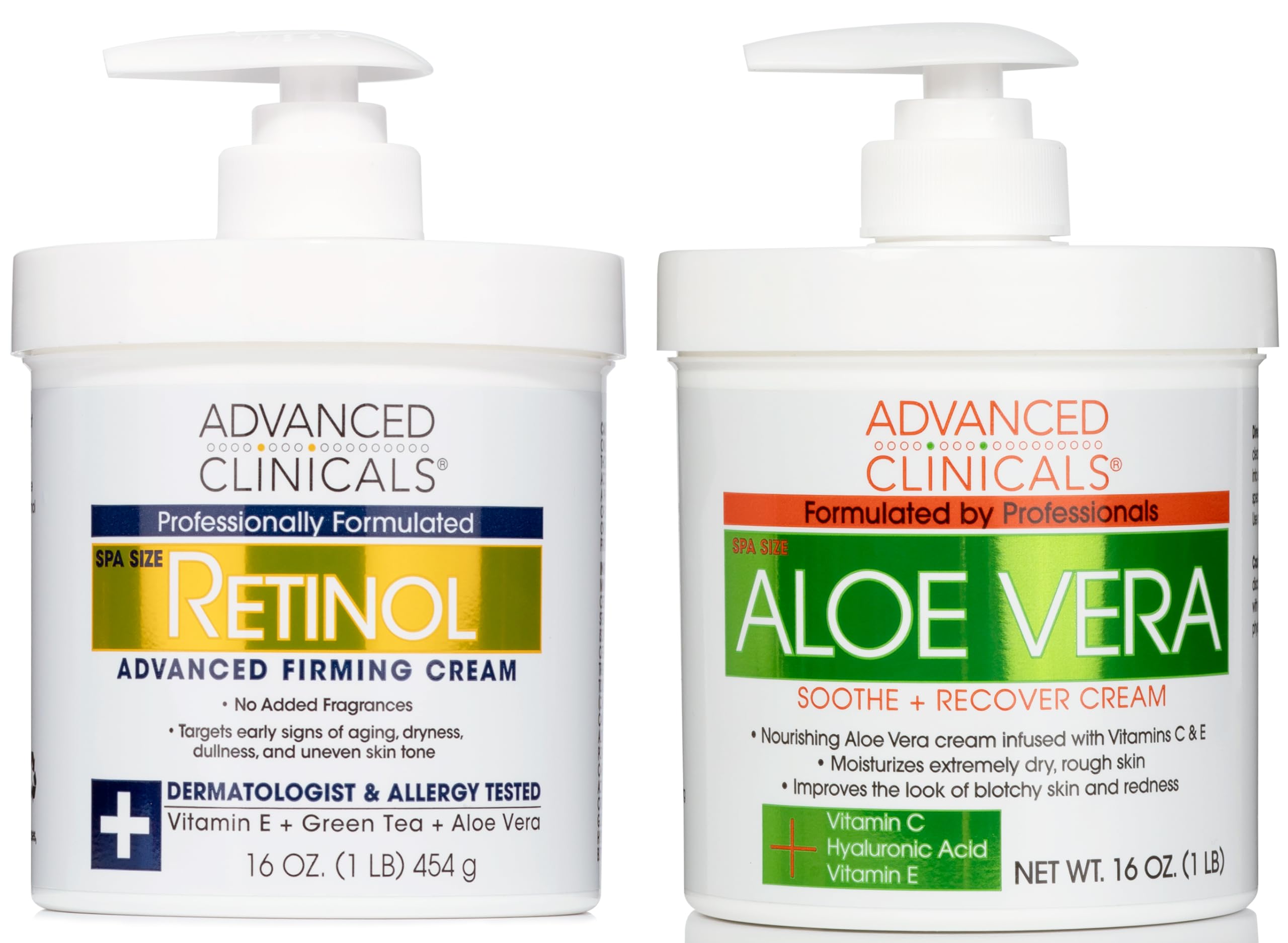 Amazon.com : Advanced Clinicals Aloe Vera Skin Repair Cream + Retinol  Firming Cream Set : Beauty & Personal Care