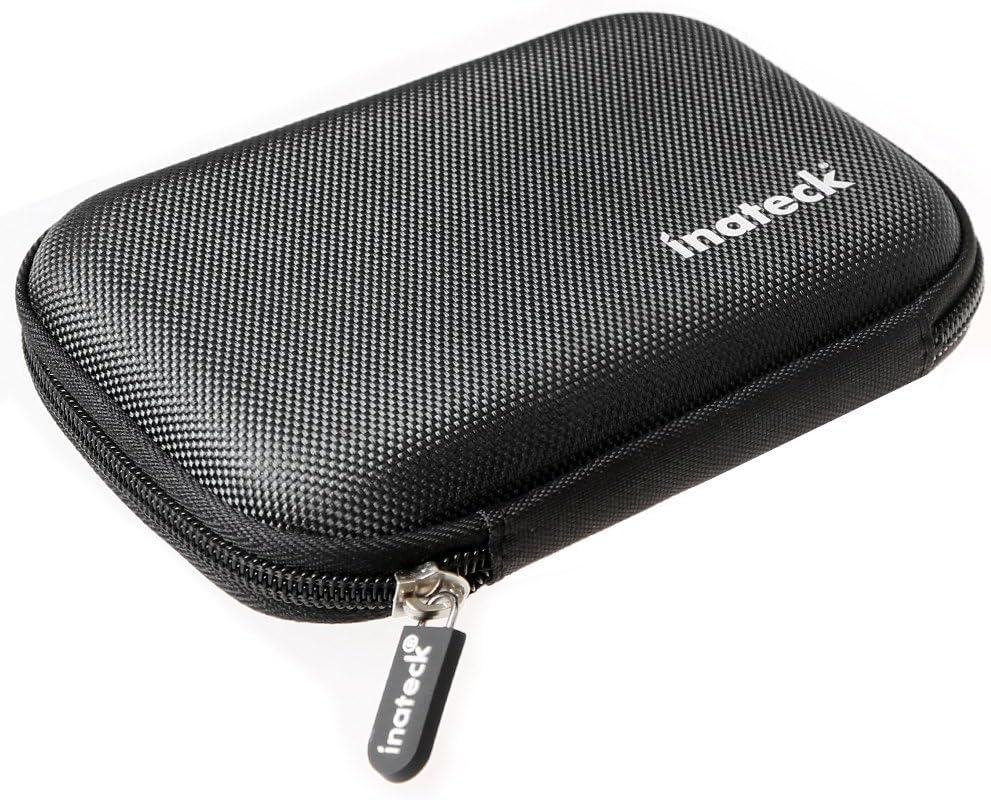 Inateck Portable Shockproof EVA Carrying Case Shell with Zipper for 2.5 Inch Hard Disk Drives HDD/ SSD and My Passport Ultra (Black)