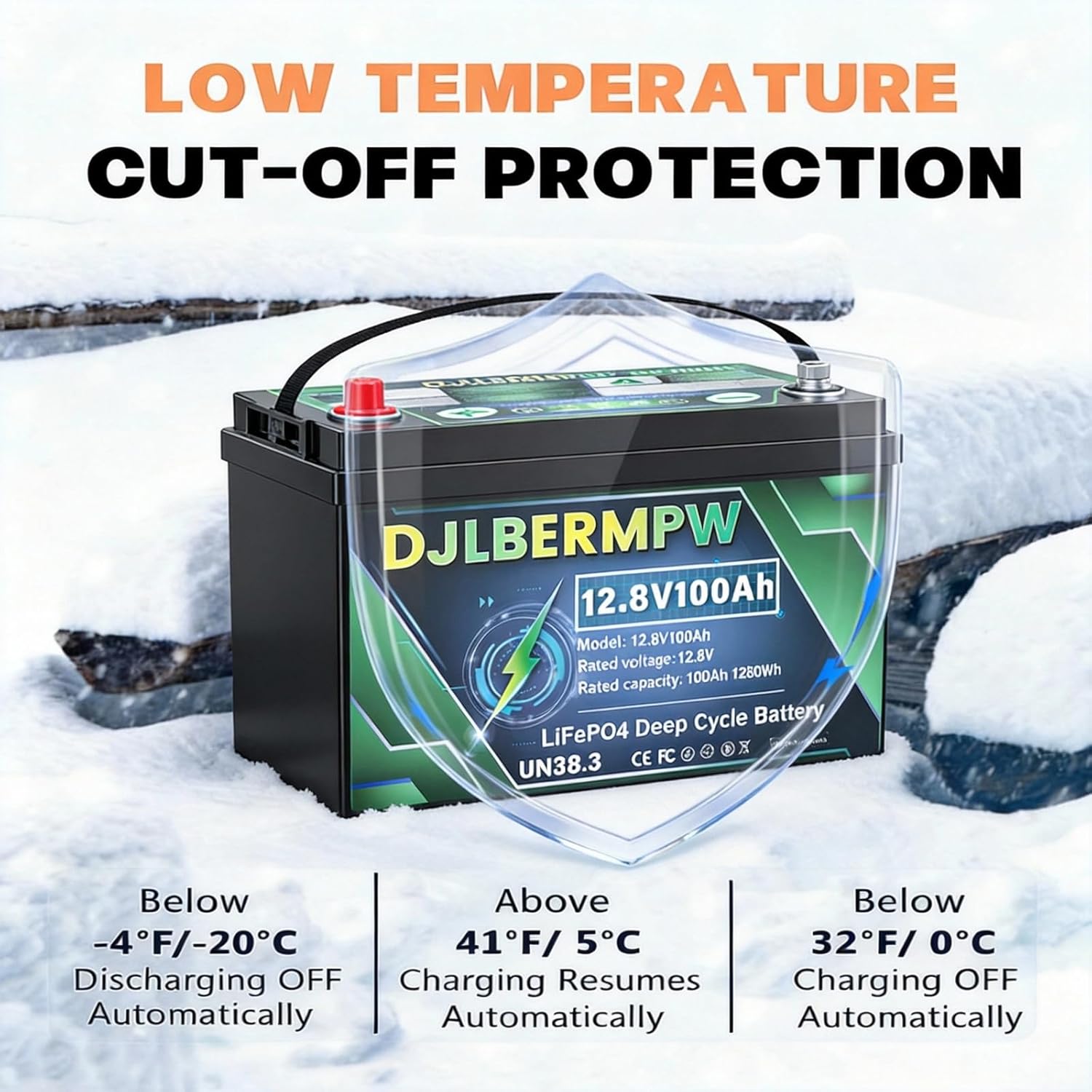 12V 100Ah LiFePO4 Battery 12V Lithium Battery 100Ah,15000 Deep Cycle Marine Lithium Batteries Built-in 100A BMS 1280Wh& 10-Year Lifespan for RV,Solar,Golf Cart,Kayak,30-70 Ibs Trolling Motor