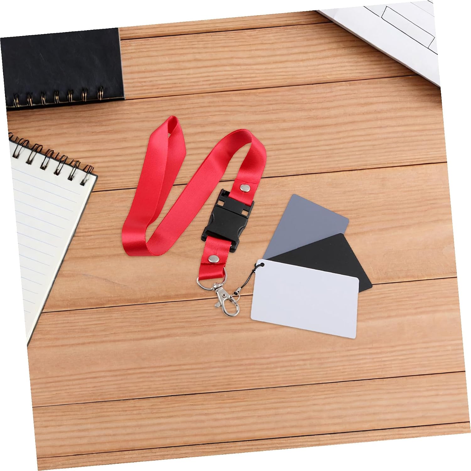 2pcs Photography Grayscale Card Set with Black and White Balance Cards, Neck Strap Included, Accurate Exposure Calibration for DSLR and Video Cameras, Portable Color Balance Tool