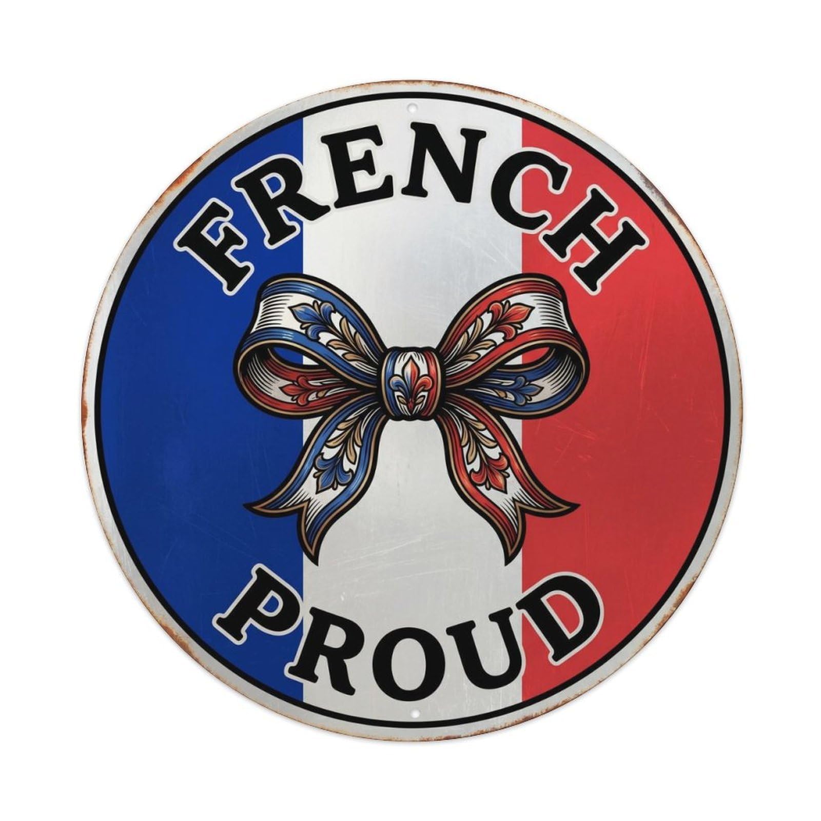 Olhnbad Style French Proud Ribbon Heraldry Heritage Emblem Metal Tin Sign