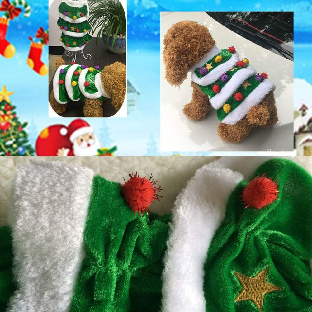 POPETPOP Pet Christmas Costume-Christmas Tree Shaped Dog Costume Pet Winter Clothes Comfortable Warm Hoodie Dress for Party - Image 5