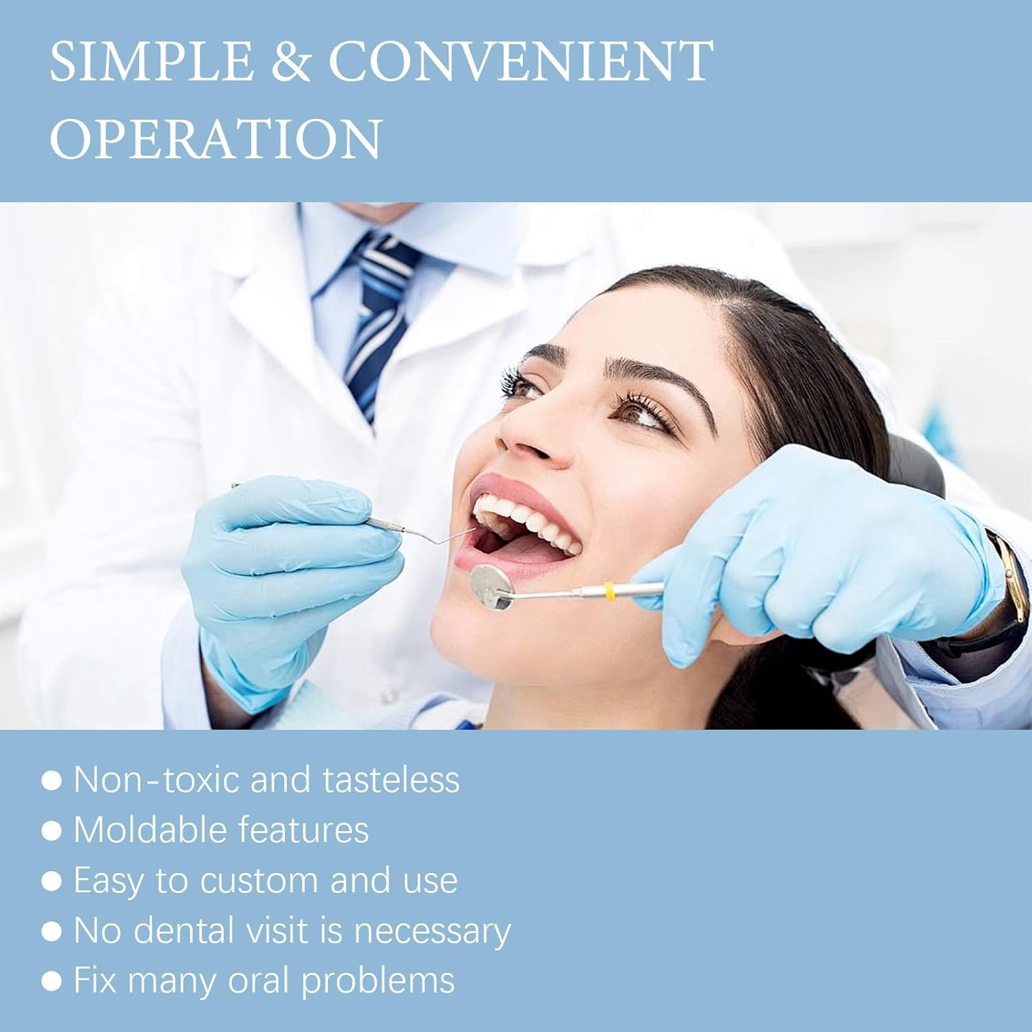 Moldable Beads for Denture Adjustment, Temporary Denture Repair Beads for Loose or Broken Dentures, Denture Fix Kit for Emergency Use (1)