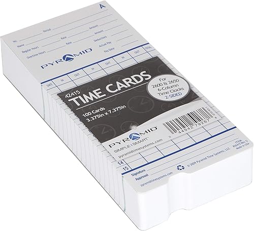 Miniatura 8 de Pyramid Time Systems 42415PK5 - 500 tarjetas de tiempo auténticas y auténticas para relojes de tiempo Pyramid Time Systems 2500, 2600 y 2650