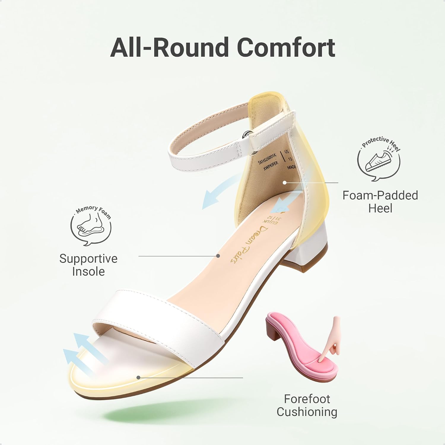 DREAM PAIRS Girls Sandals Low Heel Dress Pump Ankle Strap Flower Wedding Party Shoes for Little Kid/Big Kid