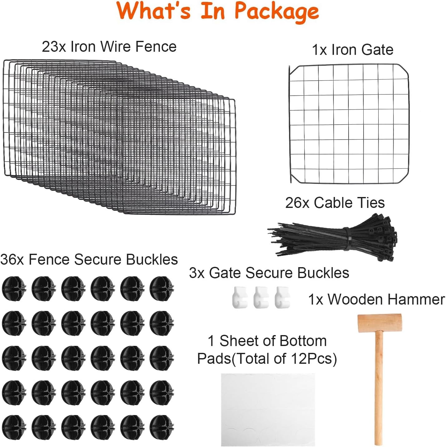 TeqHome DIY Small Animal Pet Playpen with Door, Indoor Outdoor Portable Metal Wire Yard Fence, Expanded Enclosures Kennel Guinea Pig Cage for Small Rabbit Hamster Puppy Dog Kitten,14x14 Inch,24 Panels