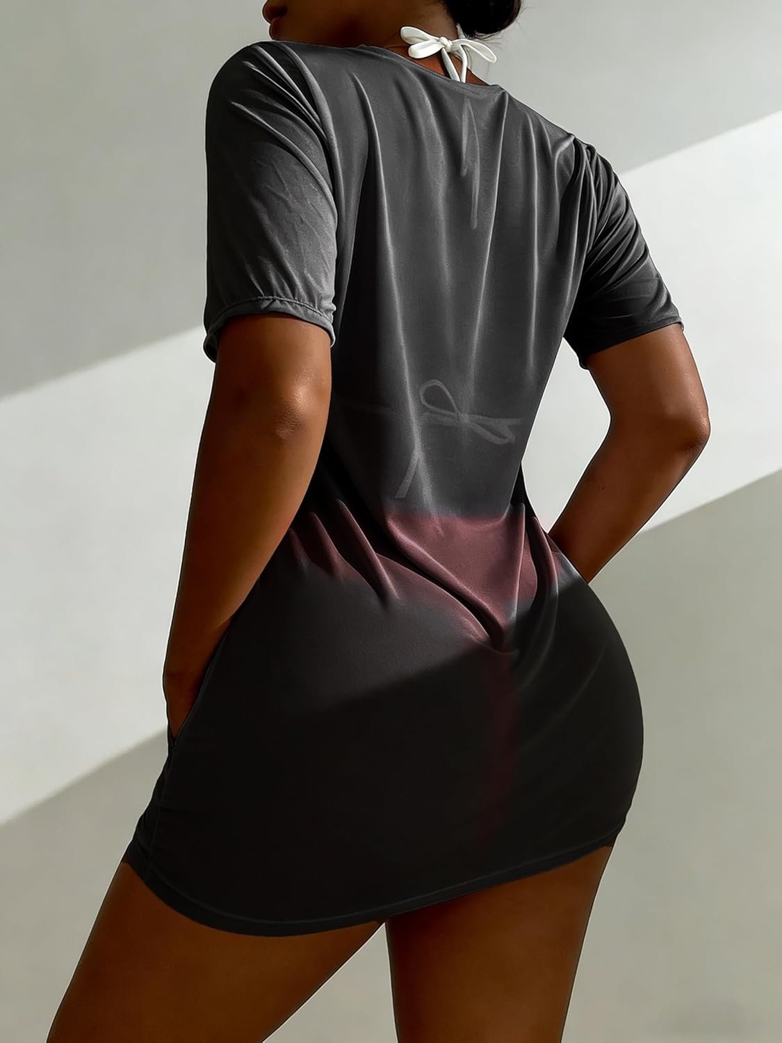 FRYAID Swimsuit Cover Up Women See Through Oversized Shirt Hawaii Swimwear Vacation T-Shirt Sheer Mesh Summer Beachwear Tee - Image 6