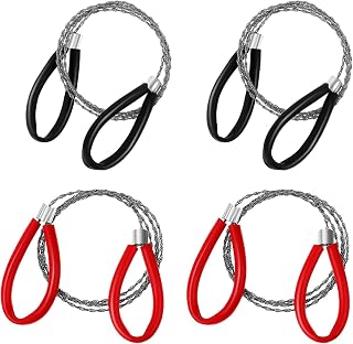 4 Stück Edelstahl Seilsäge, 80 cm Drahtsäge mit Schlaufen Handkettensäge Klein Handlich Schnell Verstaut überlebensausrüstung für Camping, Garten, Outdoor