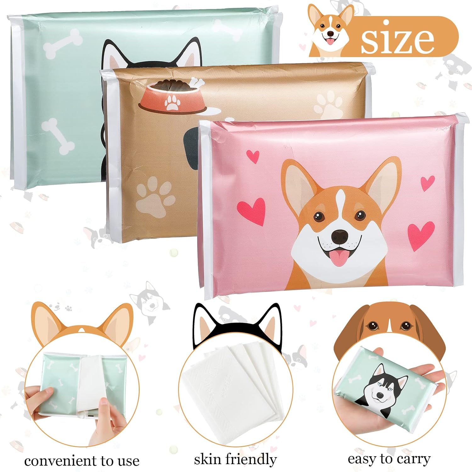 Geyee 24 Pack Travel Size Tissue Pocket Slim Pack 3 Ply,Dog image 3