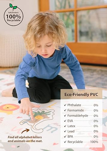 Vista 114 de Baby Care - Alfombra de juego (grande, diseño juguetón, Pinko & Friend) de 82 x 55 pulgadas, original de una pieza, reversible, enrollable, Juguetón