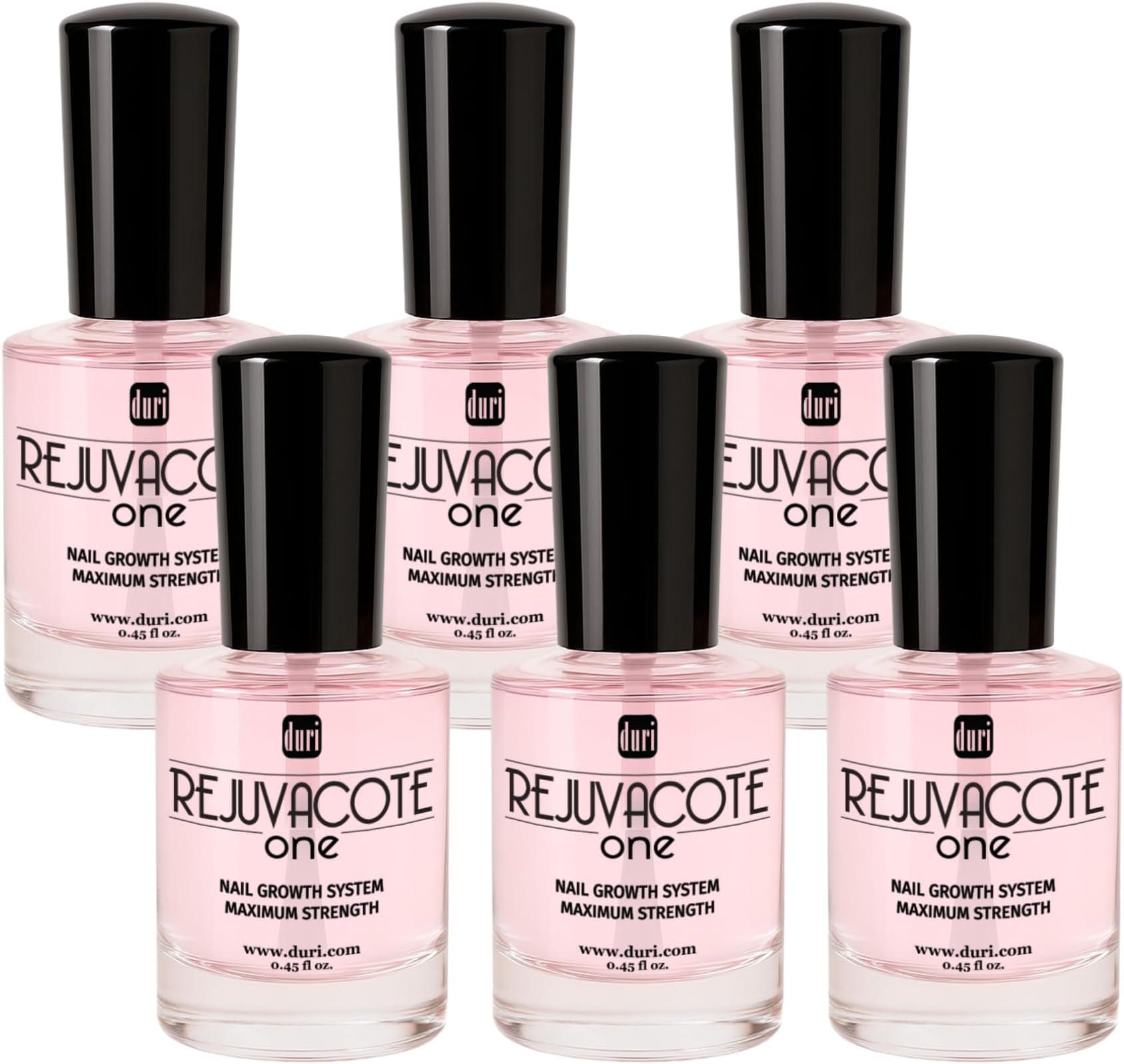 Rejuvacote 1 Original Maximum Strength Nail Growth System Base, Top Coat - Nails Hardening, Repair, Chipping, Strengthen, Breaking and Brittle Treatment (Pack of 6)
